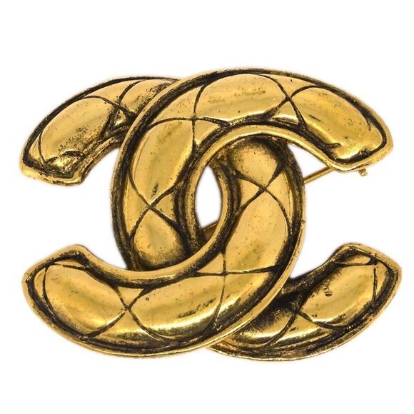 Chanel Quilted CC Brooch Pin Gold 1142 194972 - Picture 1 of 4
